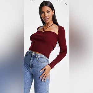 ASOS DESIGN- halter neck sweater with ring detail